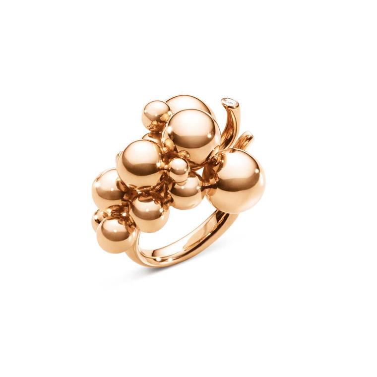 Georg Jensen rose gold ring with brilliant-cut diamonds, from the Moonlight Grapes collection (£2,325).