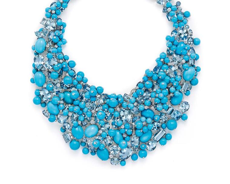 The aquamarine, diamond and turquoise necklace worn by Cate Blanchett to the Oscars earlier this year, from the 2015 Tiffany & Co. Blue Book collection.