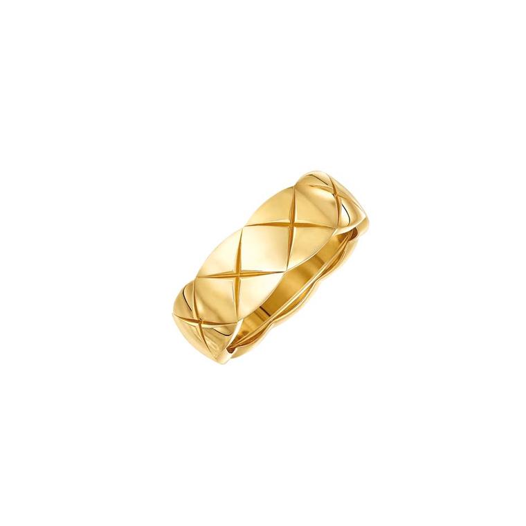 Small yellow gold Coco Crush ring from Chanel's new fine jewelry collection, available for a limited time only at Net-a-Porter.