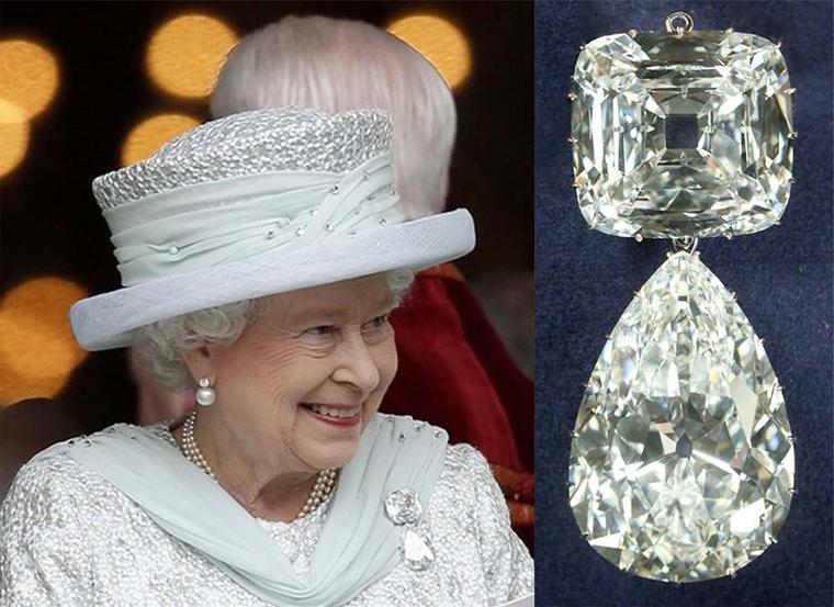 The third and fourth largest stones cut from the Cullinan diamond are known as Cullinan III and Cullinan IV and can be hooked together as a brooch. In 1953, The Queen inherited the brooch and wears it regularly.