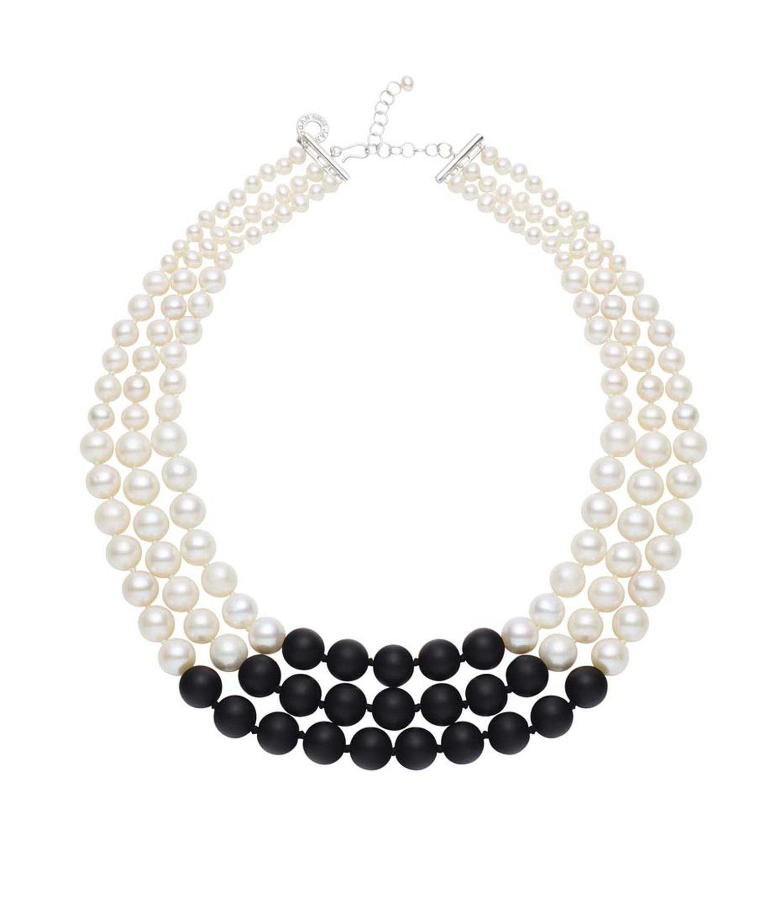 Jan Logan Tribella pearl and onyx necklace.