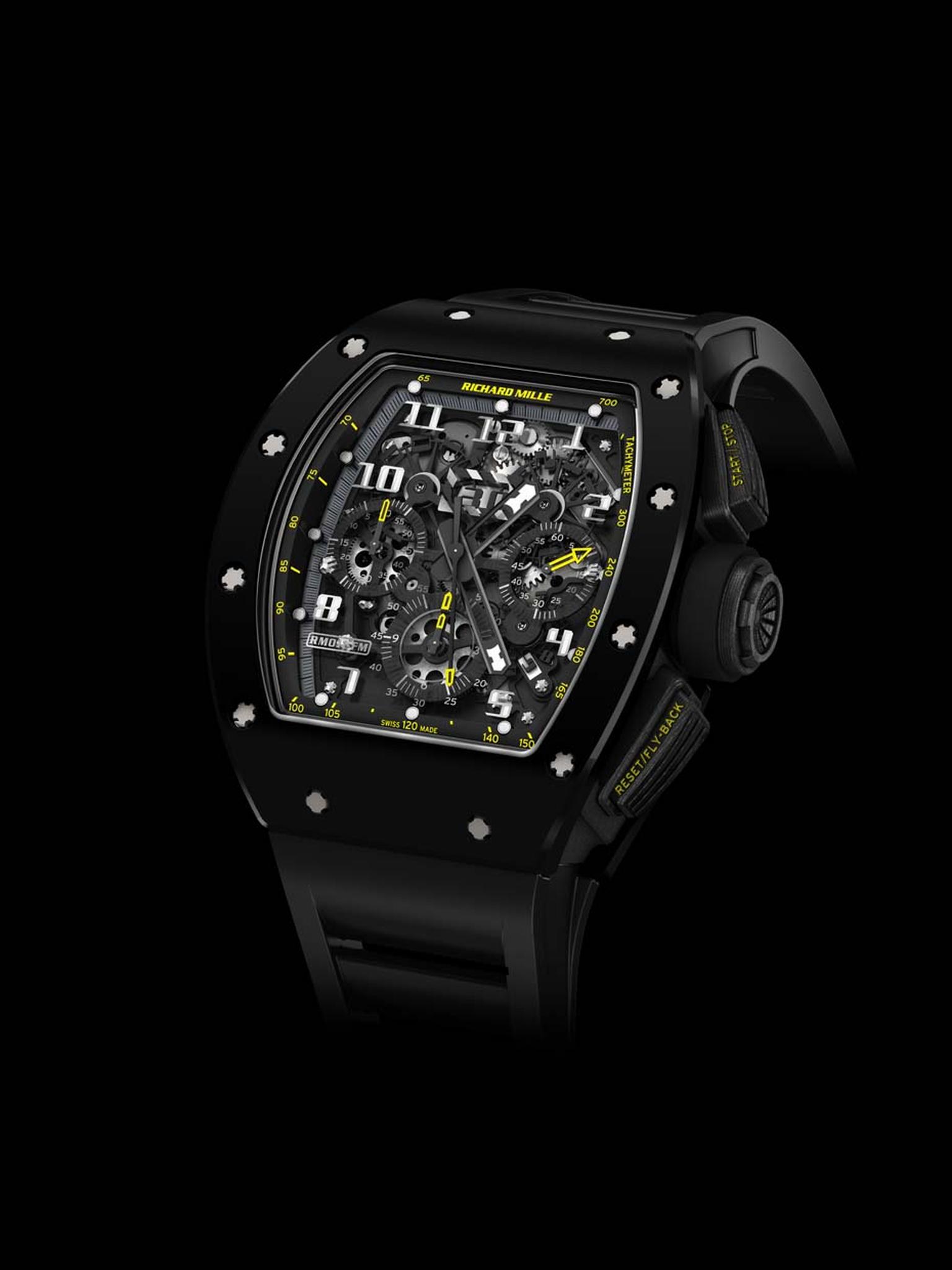 New to the Richard Mille watches stable is the RM 011 Yellow Flash Automatic Flyback Chronograph, the latest rendition of the iconic Felipe Massa watch and limited to just 50 pieces. Equipped with a sophisticated flyback chronograph movement and crafted f