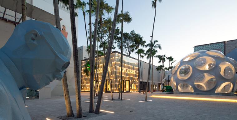 The Miami Design District blends the perfect mix of luxury brands with imposing architecture and art to create a unique shopping experience.