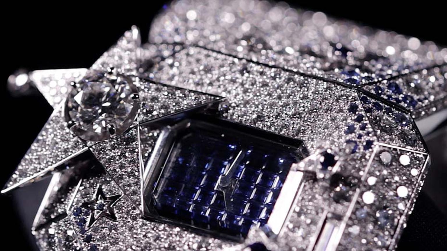 The star at the centre of Chanel’s Comète Secret watch slides open to reveal a pavé sapphire dial.