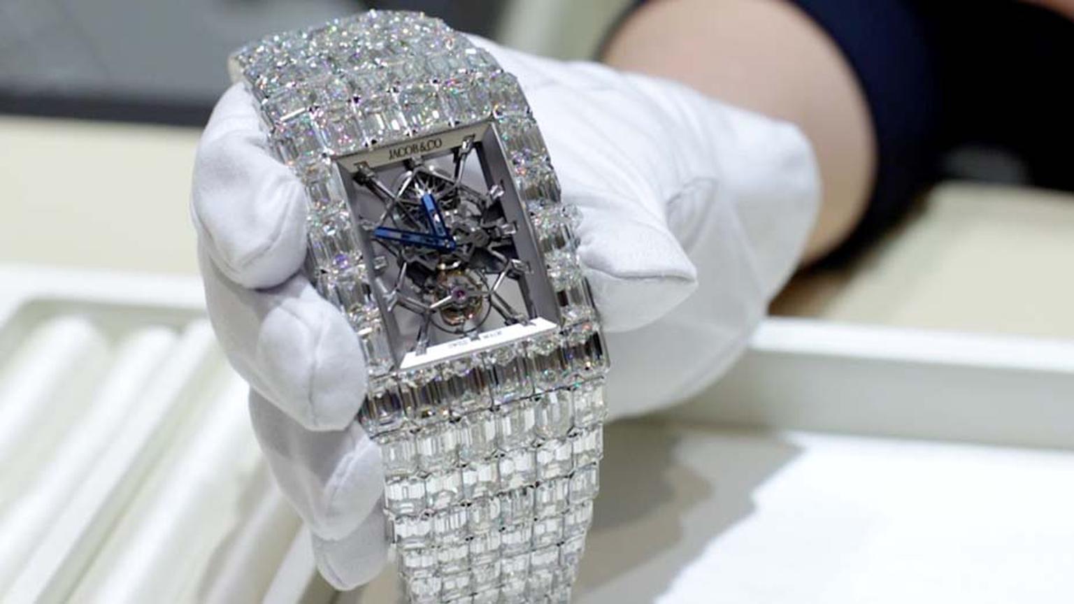 The Jacob & Co. Billionaire watch, with its spectacular skeletonised dial and 260ct of emerald-cut diamonds, is a watch for connoisseurs with a streak of exhibitionism.