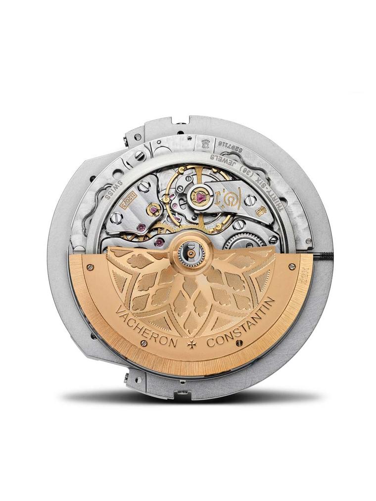 The Vacheron Constantin Savoirs Enluminés collection's original dial display is made possible by an exclusive mechanism: self-winding Calibre 1120 AT, built on an ultra-thin base movement of just 5.45mm. The gold oscillating weight features a tapestry-lik