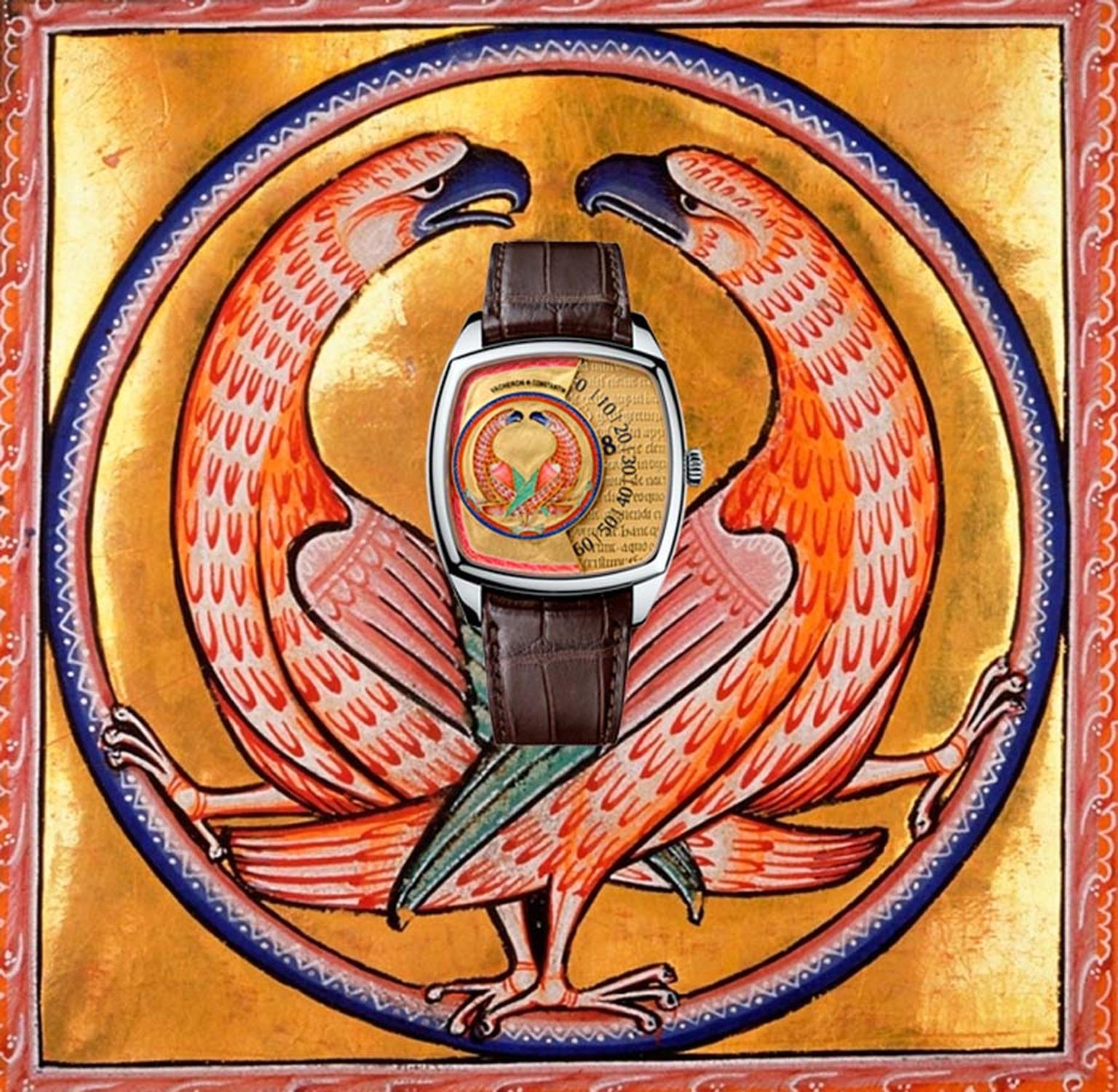 The original beasts of the 12th century Aberdeen Bestiary were designed to impart symbolic moral messages to a culture that relied almost entirely on visual metaphors. This Vacheron Constantin Vultures watch features two birds creating a circle to symboli