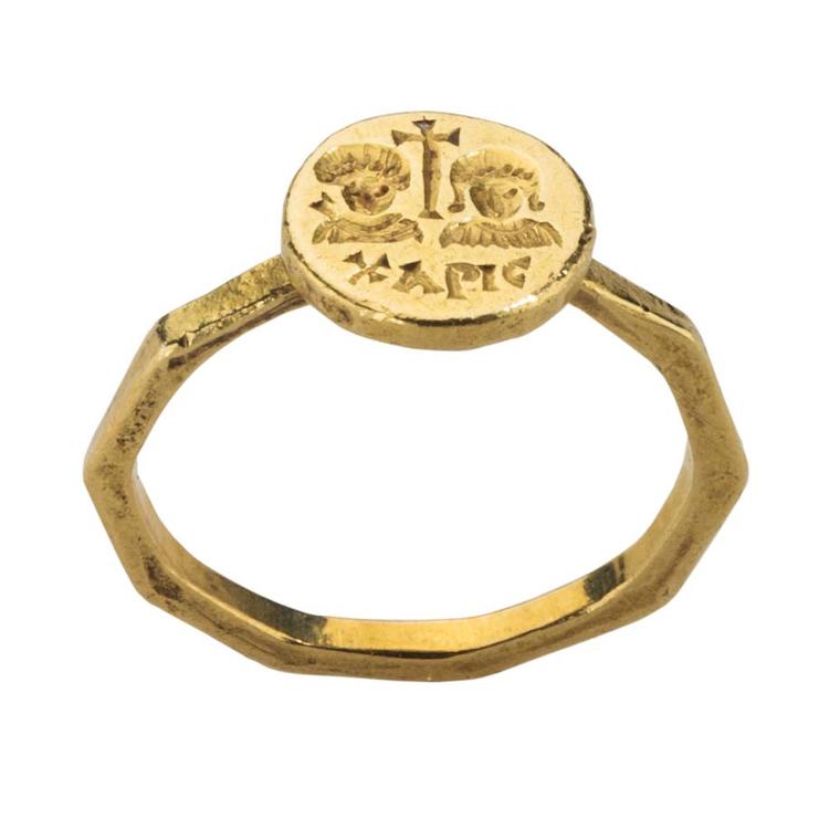 Until the 18 October, Treasures and Talismans at The Cloisters in New York is showcasing the finest antique rings, including this byzantine gold marriage ring, believed to date from the 3rd century.