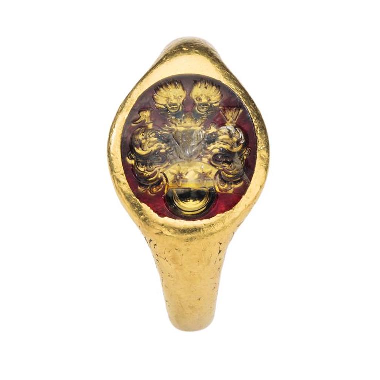 Intaglio Signet ring in gold and rock crystal, circa 1590 - part of the Treasures and Talismans exhibition at The Cloisters in New York.