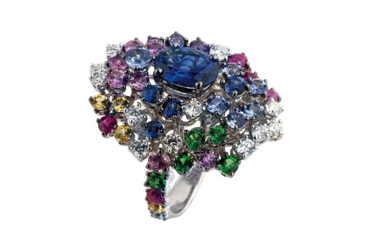 Damiani high jewellery ring with blue sapphires.