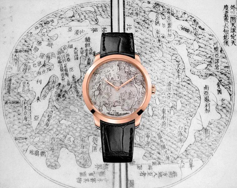The Girard-Perregaux Terrestrial Map watch was inspired by a map drawn by the Italian Jesuit Matteo Ricci, who spent most of his life in China, translating global geographic knowledge of the 16th century for his hosts by repositioning China as the centre 