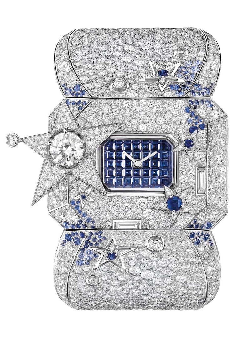 The Chanel Les Éternelles de Chanel Comète Secret watch is like wearing the Milky Way on your wrist with its profusion of diamonds and sapphires.