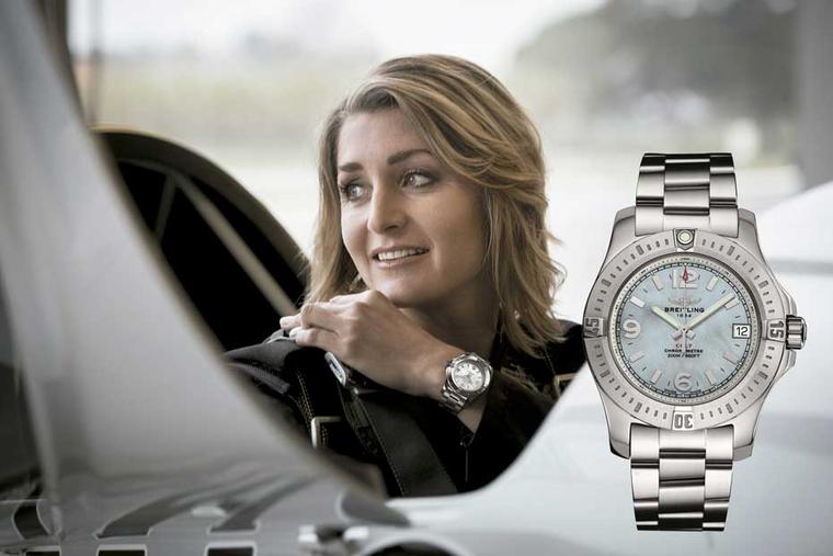 The Breitling Colt watch for women in 36mm stainless steel is the same model worn by pilot and aerobatics champion Aude Lemordant for her thrilling stunts.