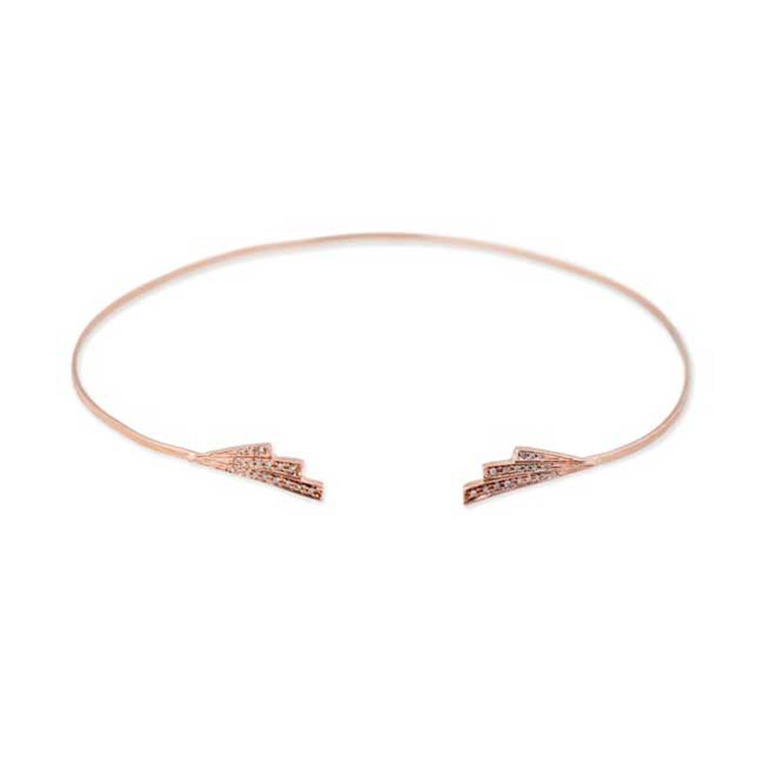 Jacquie Aiche Double Deco Wing choker in rose gold with pavé diamonds ($4,565).