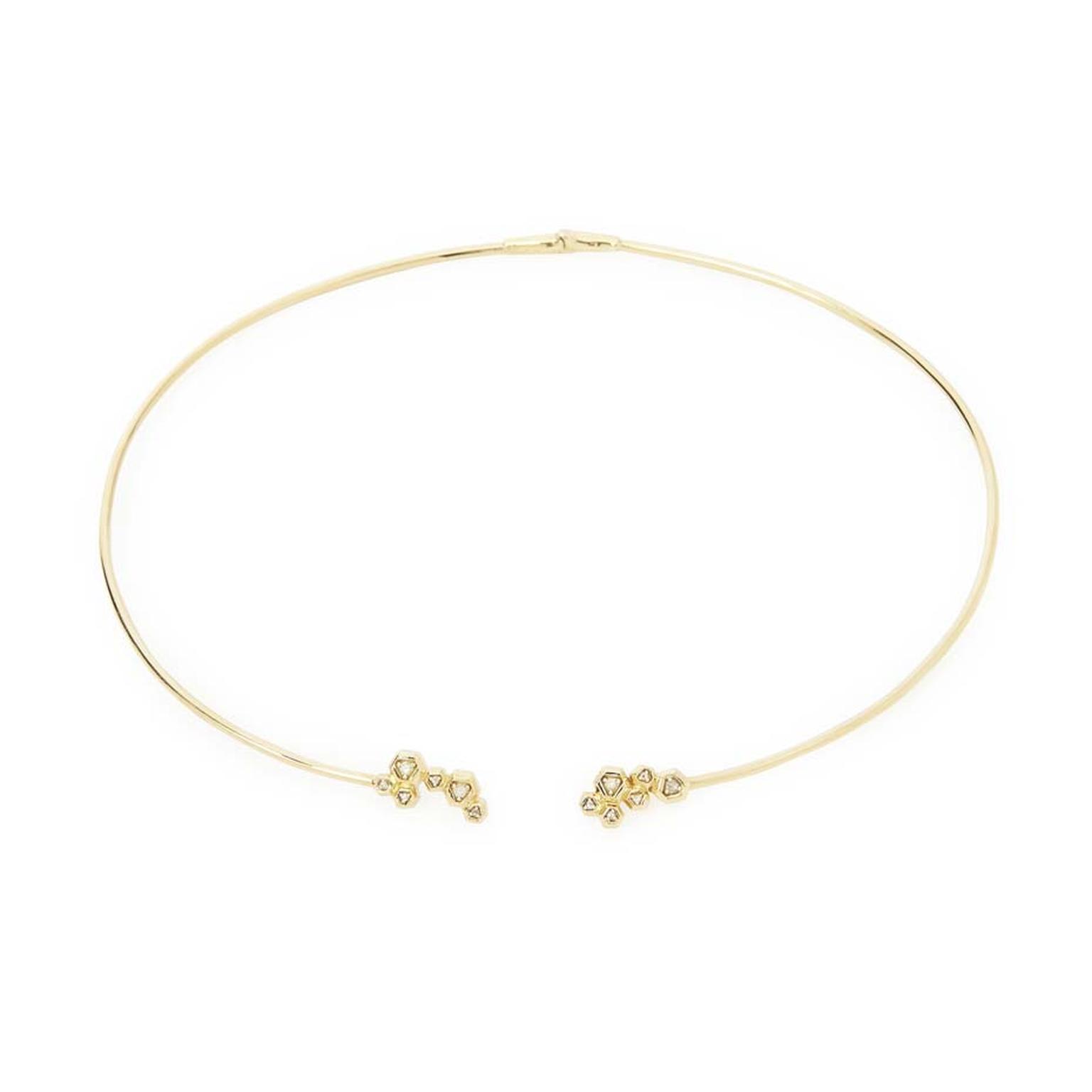 Maiyet Constellation open collar necklace in gold with diamonds ($10,500).