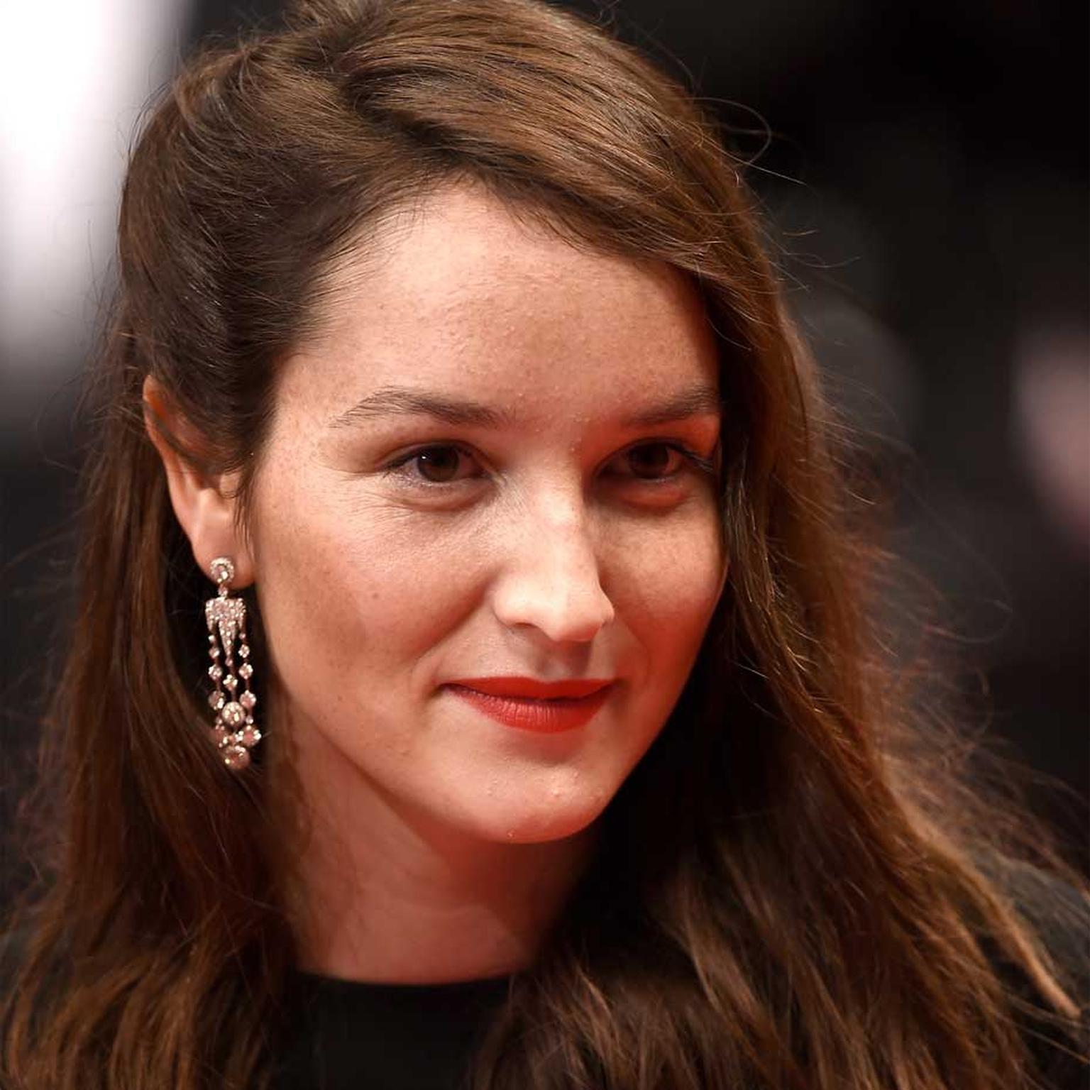 French actress Anais Demoustier walked the red carpet in Cannes wearing Chaumet earrings from the Lumières d'eau high jewellery collection.