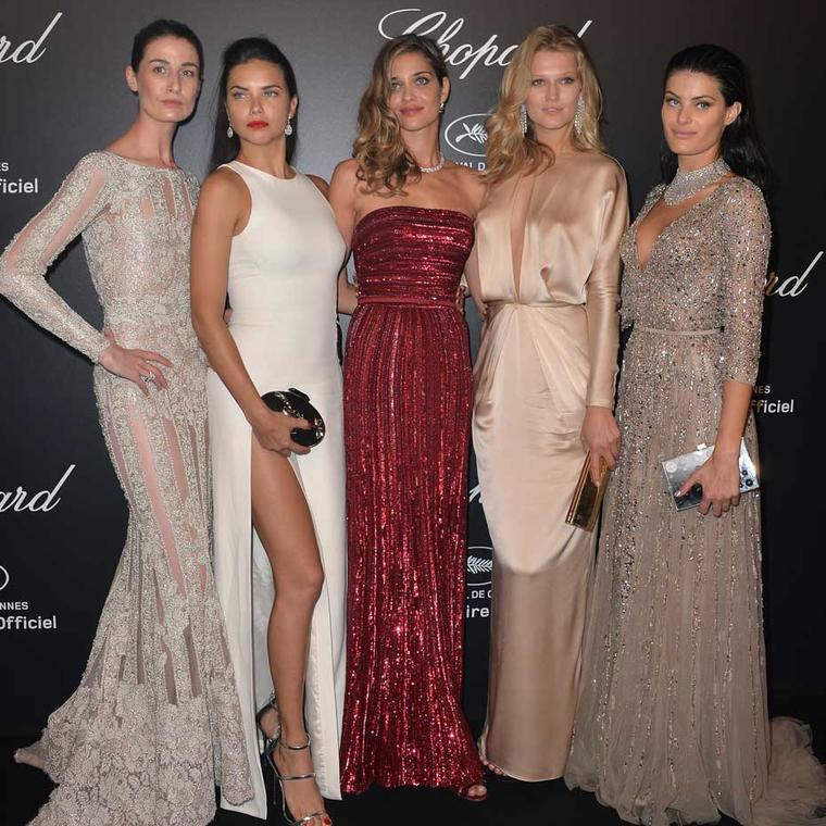 Models from around the world were in attendance at Chopard's annual Cannes party, including Erin O'Connor, Adriana Lima, Ana Beatriz Barros, Toni Garrn and Isabeli Fontana.