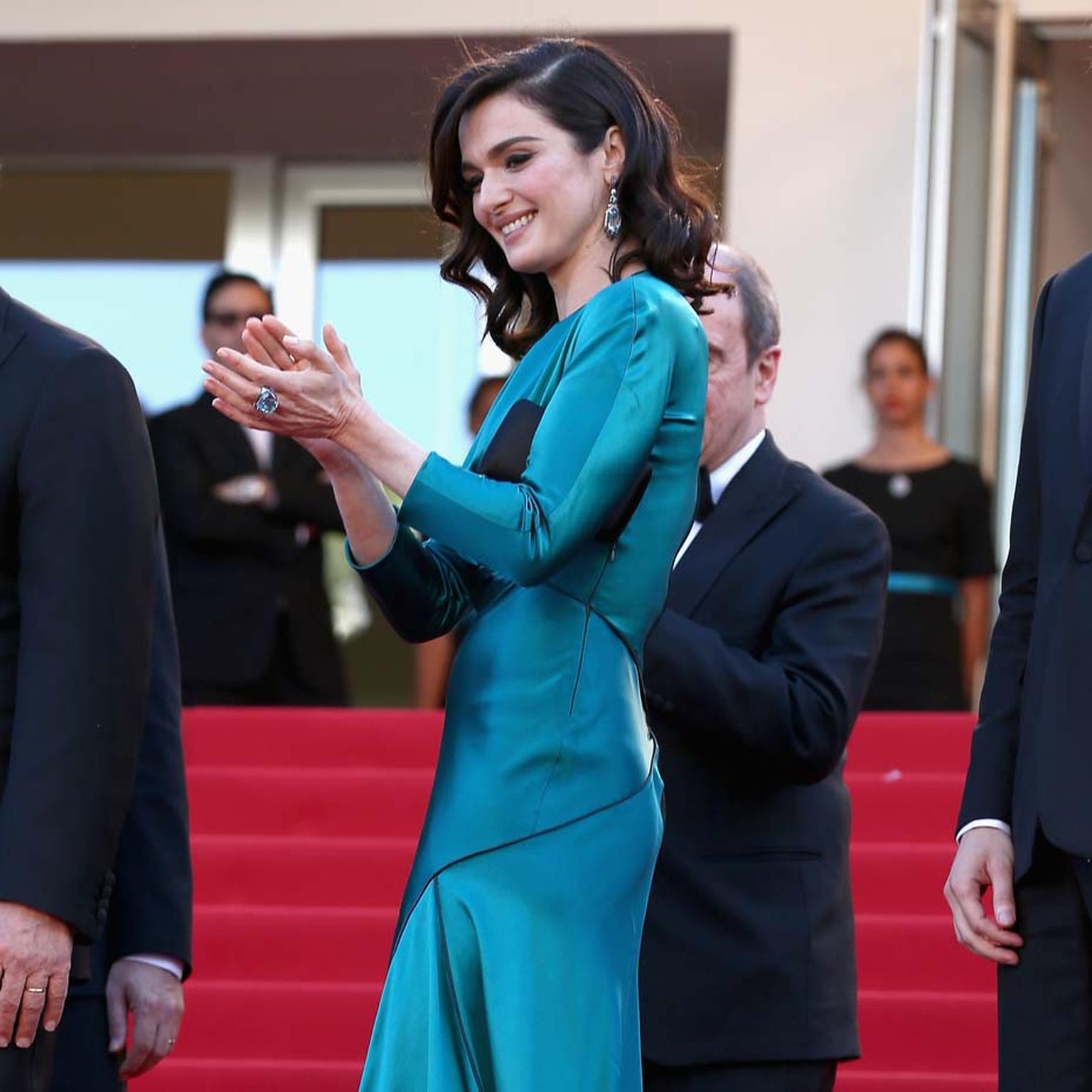 Cannes Wednesday Chaumet Rachel Weisz earrings and ring.jpg