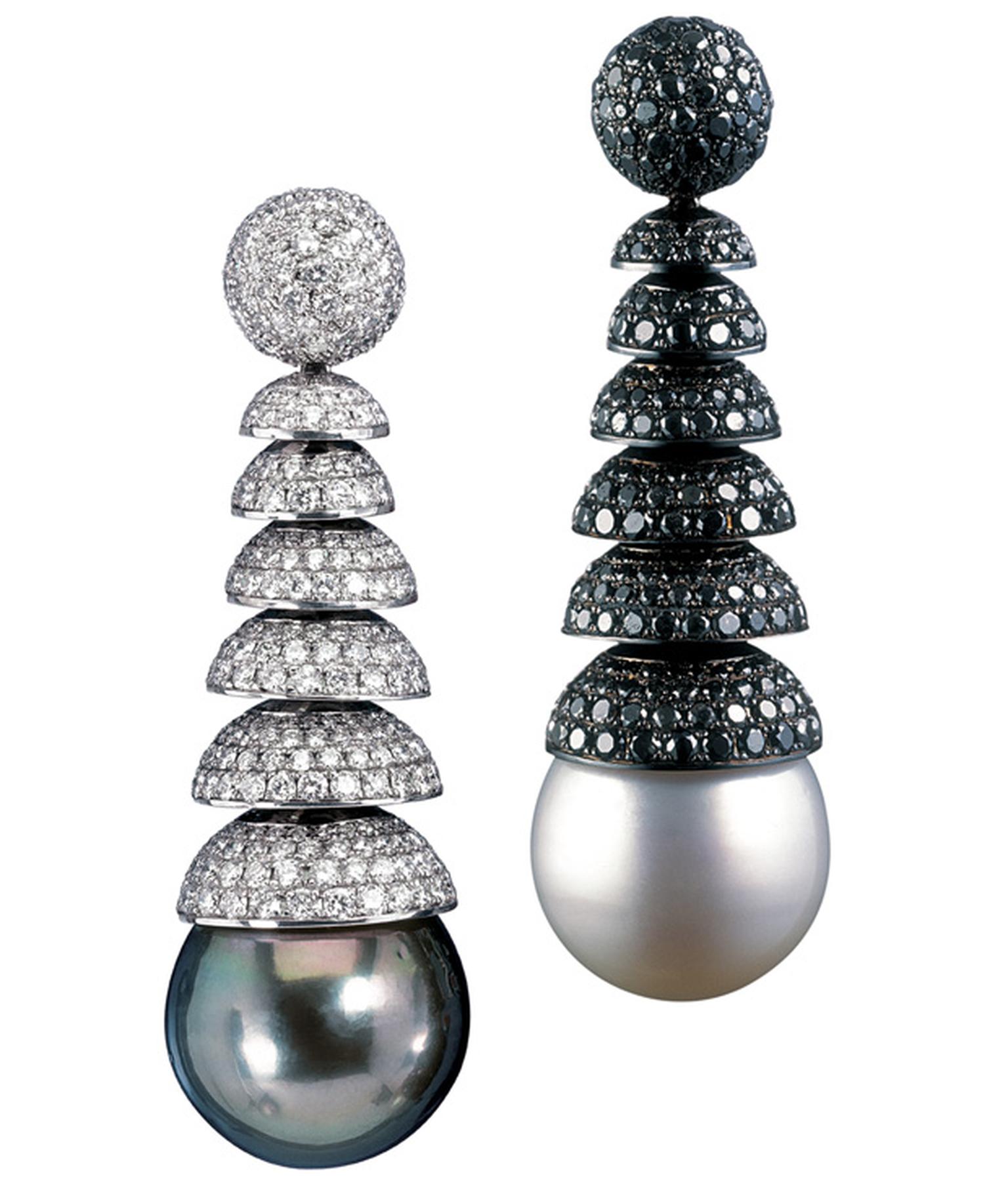 De Grisogono black and white pearl earrings