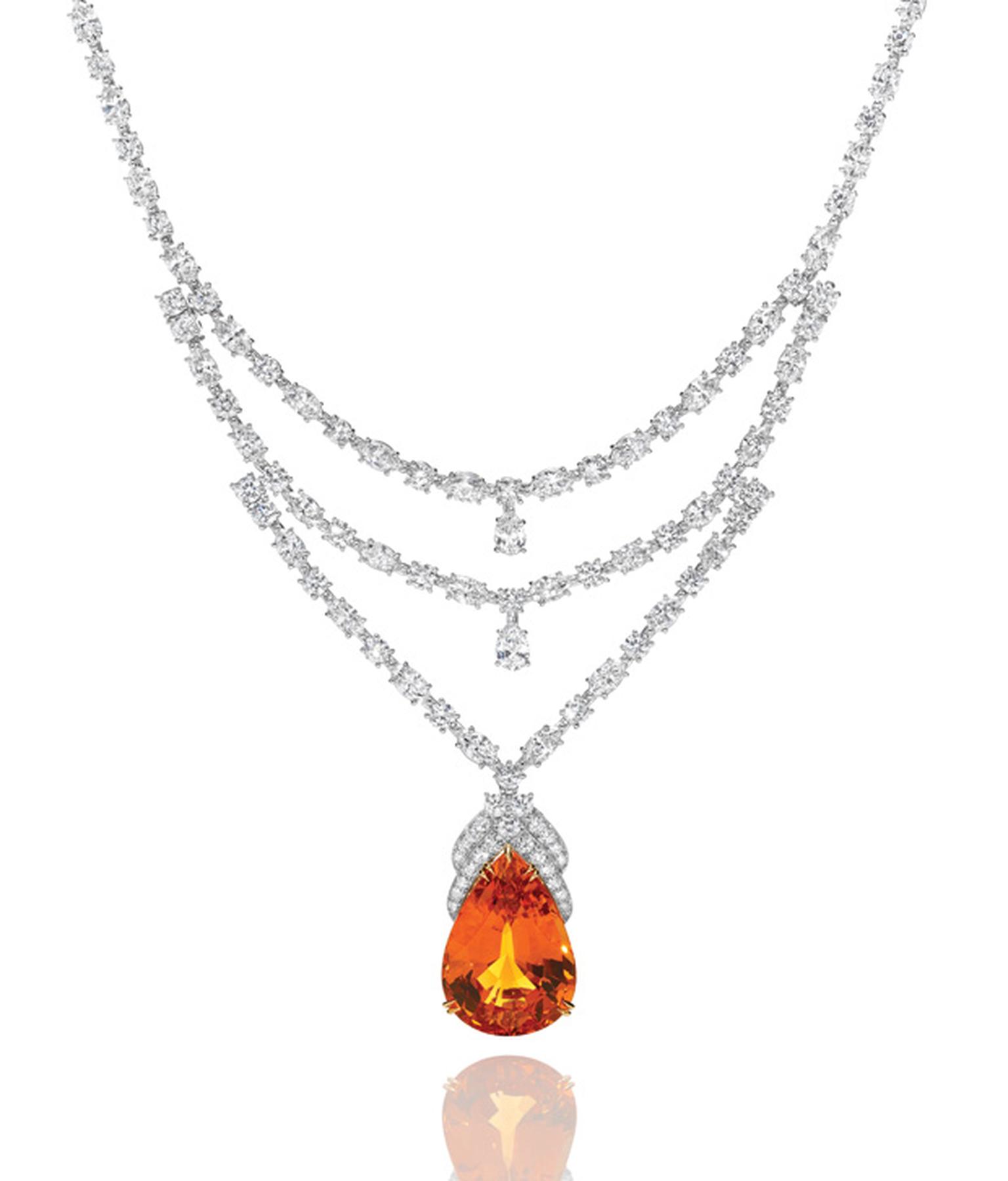 Harry Winston mandarin garnet and diamond necklace