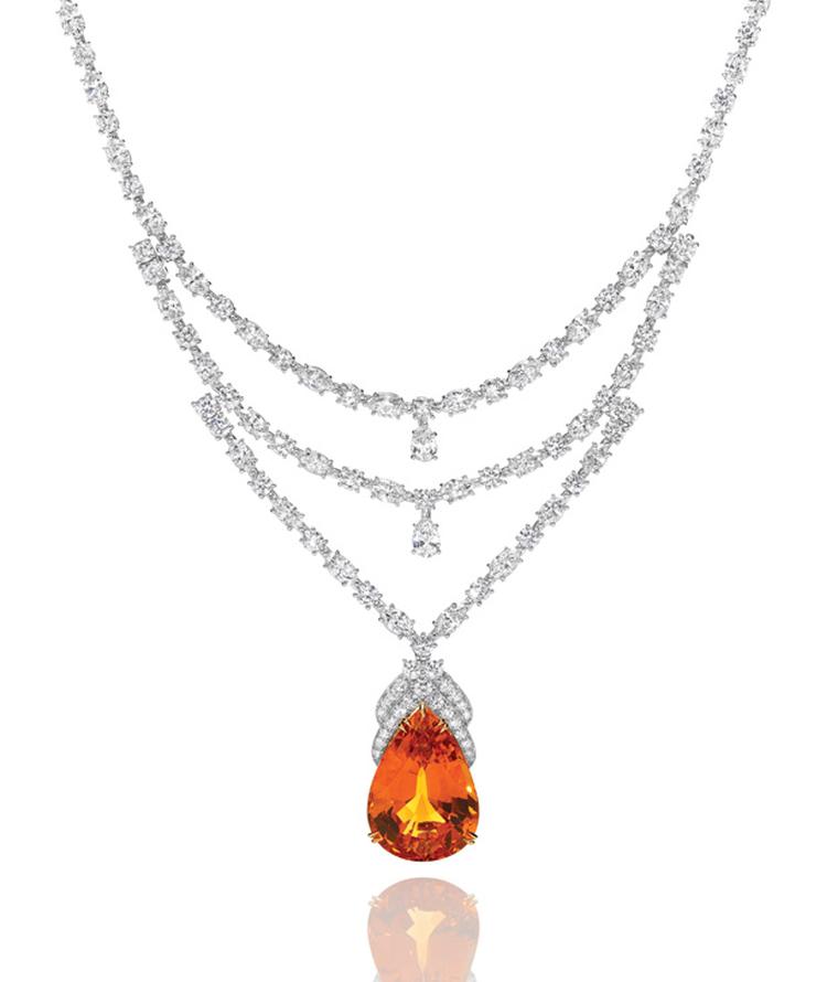 Harry Winston mandarin garnet and diamond necklace