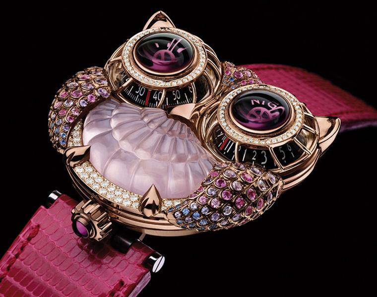 Max Busser's Owl watch in collaboration with Boucheron, pink version