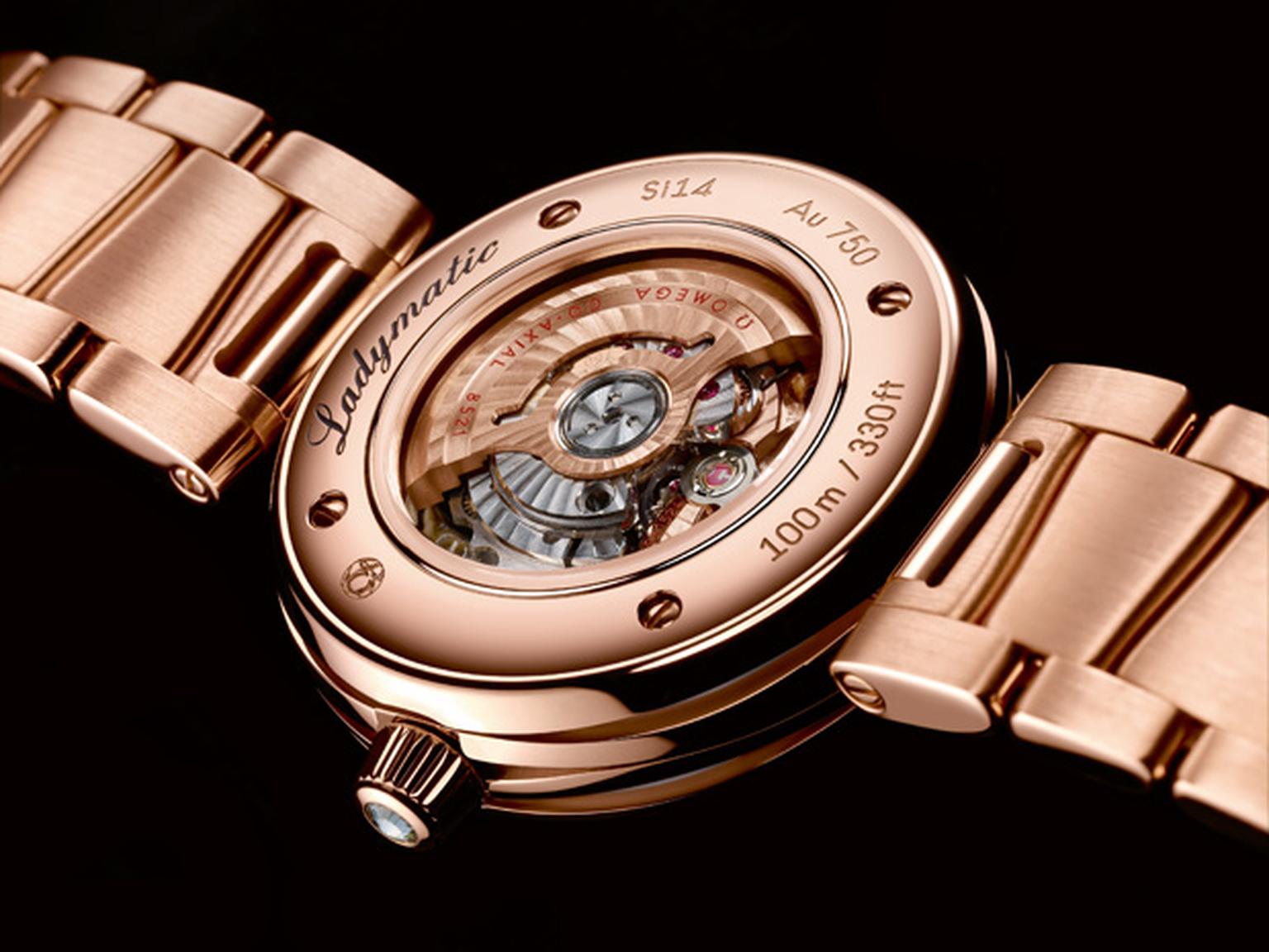 Ladymatic caseback showing the mechanical automatic movement