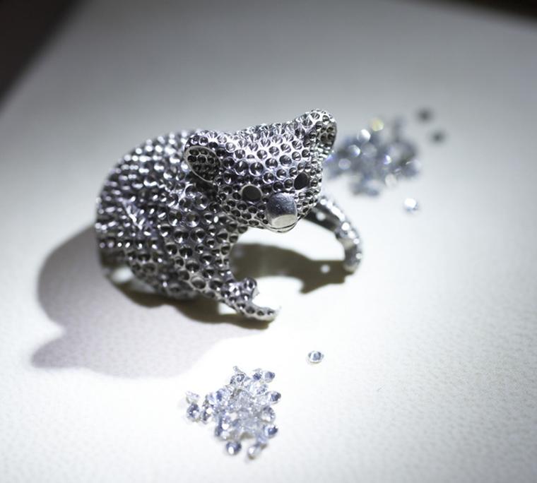 Gold base of Chopard's Koala ring waiting to be set with gems