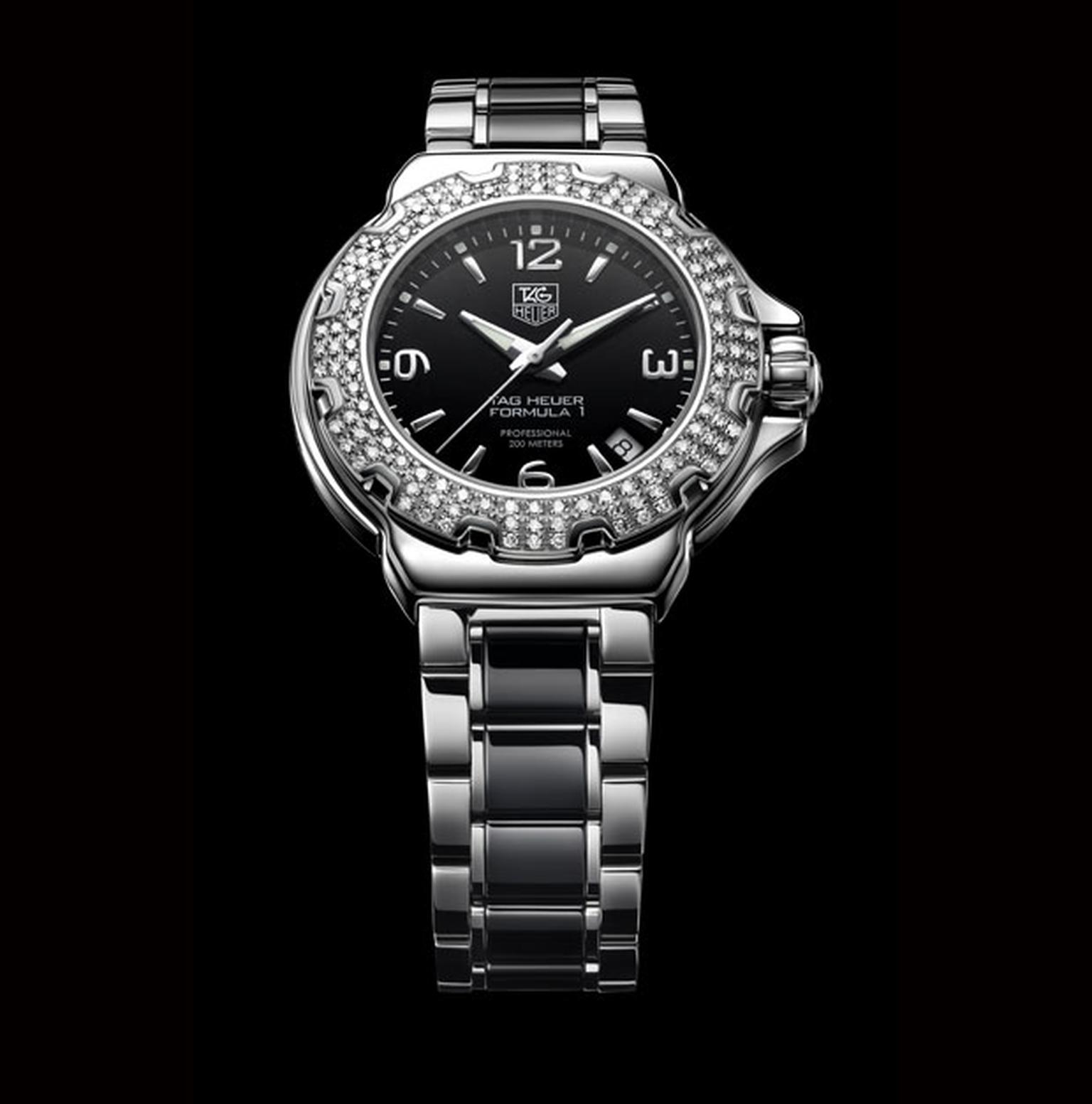 TAG Heuer Formula One with diamond set bezel and ceramic bracelet