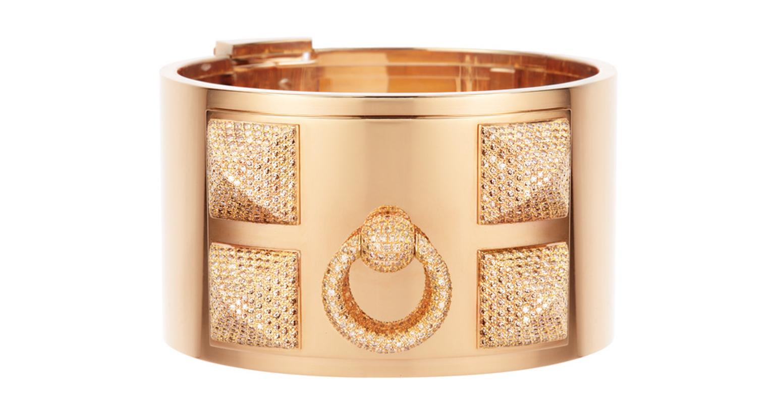 Hermès Collier de Chien gold and diamond cuff