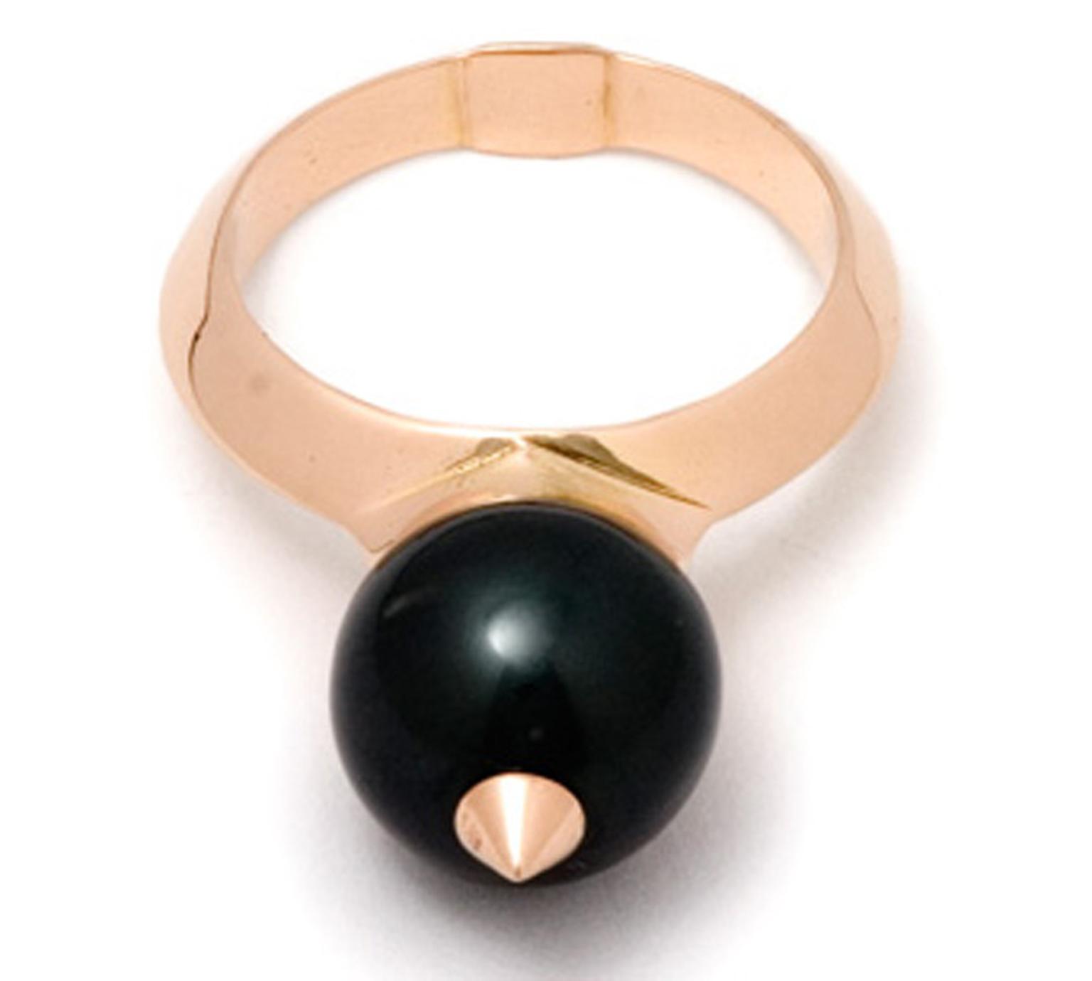 Hannah Martin Stabbed Pearl ring with black Tahitian pearl