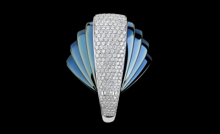 Mattia Cielo Armadillo in blued gold and white gold set with diamonds