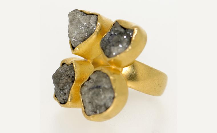 Pippa Small rough cut grey four diamonds ring £4,500