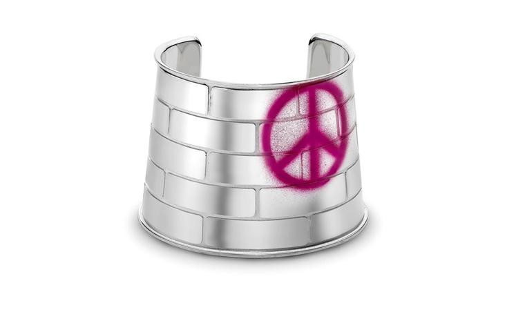 Brick wall cuff with peace sign 'Graffiti' from £825