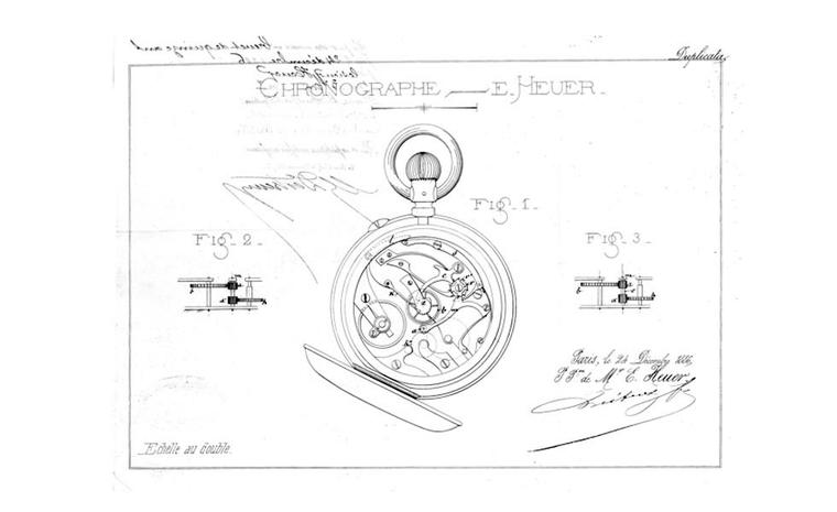 Original drawings of the patent for the oscillating pinion in the Calibre 1887 pocket watch