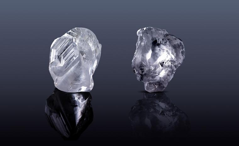 The two rough diamonds of 184-carats and 196-carats that Laurence Graff acquired at tender in Antwerp on the 24 November 2010 for $22,736,360