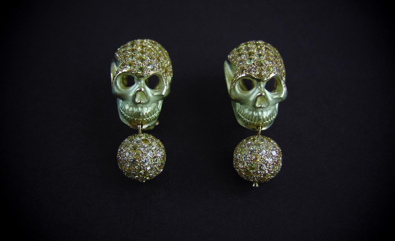 Delfina Deletrez Skull earrings in gold with yellow sapphires £9,660
