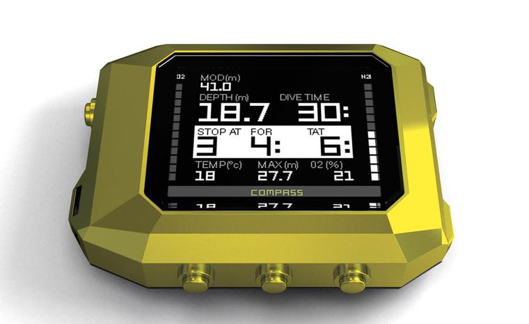 A second clip on computer module, this one called The Reef in yellow is for diving and sells for 1,620 euros