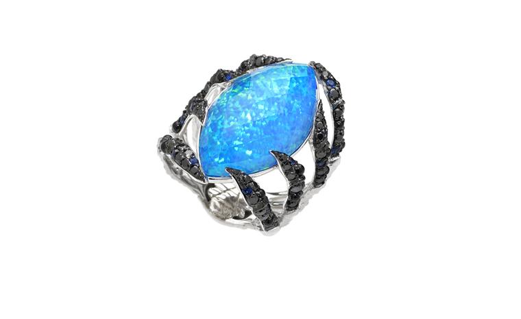 Stephen Webster In Deep Spider Crab Crystal Haze Ring with Black Opal