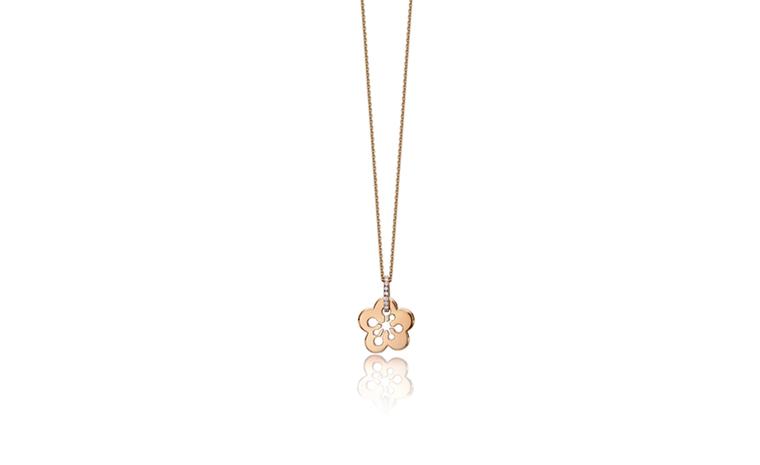 Boodles, rose gold blossom pendant with diamonds £1,100