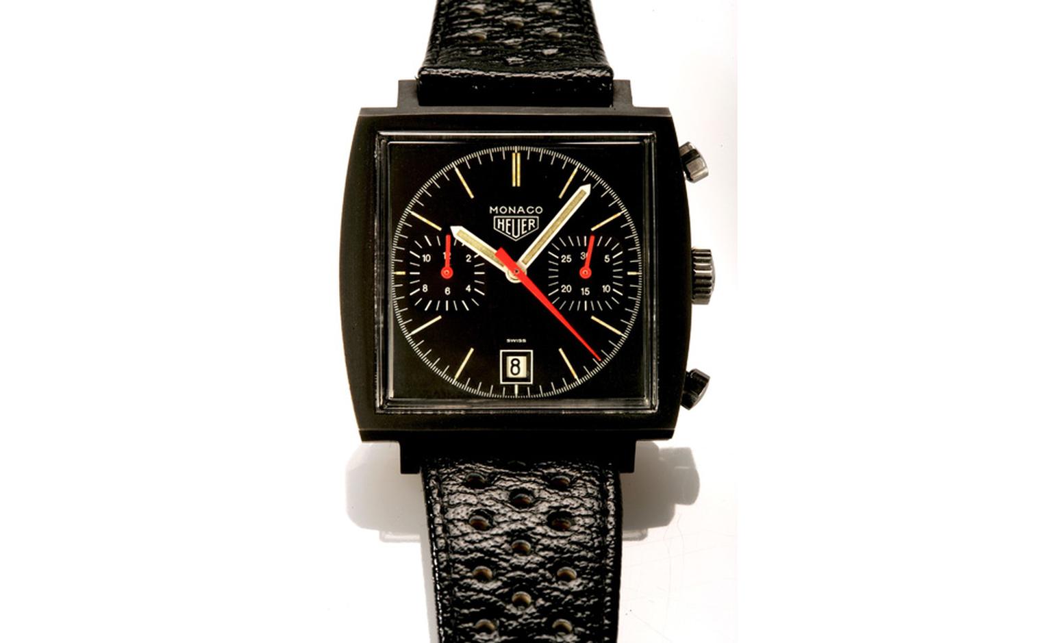 Bonham's Lot 98 was the highest price achieved at the auction. The rare 1974 Heuer Monaco with a black PVD coating sold for £48,000 though estimate was between £10,000 and £15,000