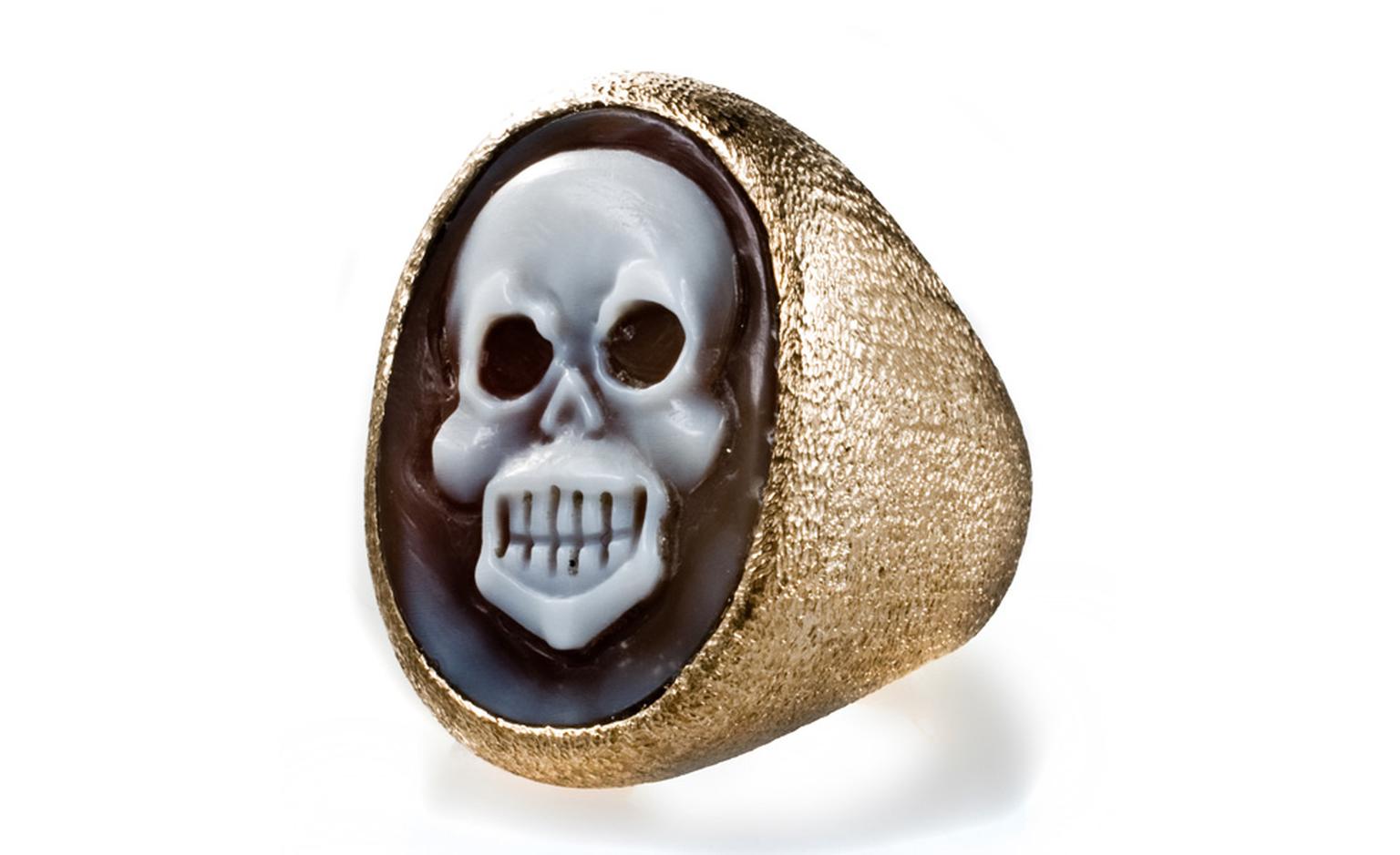 Amedeo Skull cameo ring carved from sardonyx shell set in bronze, £2,070