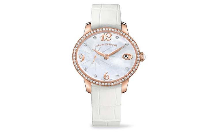 Girard-Perregaux Cat's Eye automatic watch in rose gold with mother of pearl dial.