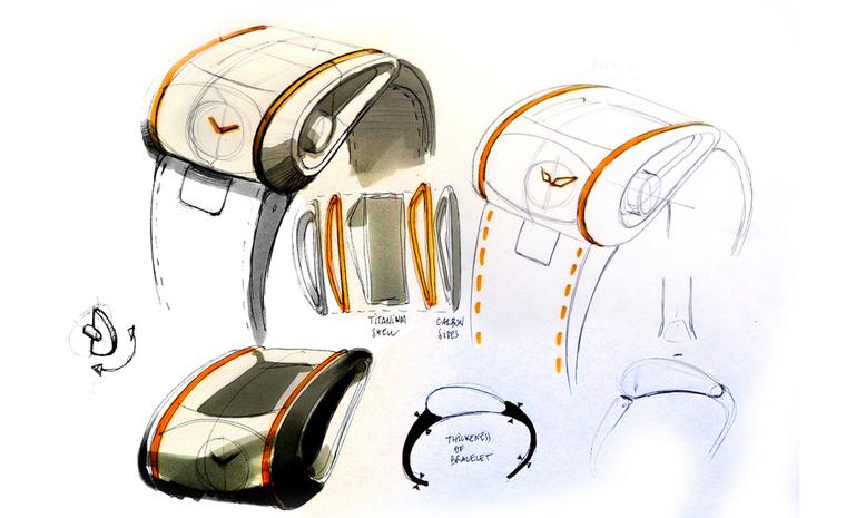 Parmigiani Fleurier's sketch of the Bugatti Super Sport - so like the car you can almost hear it roar.