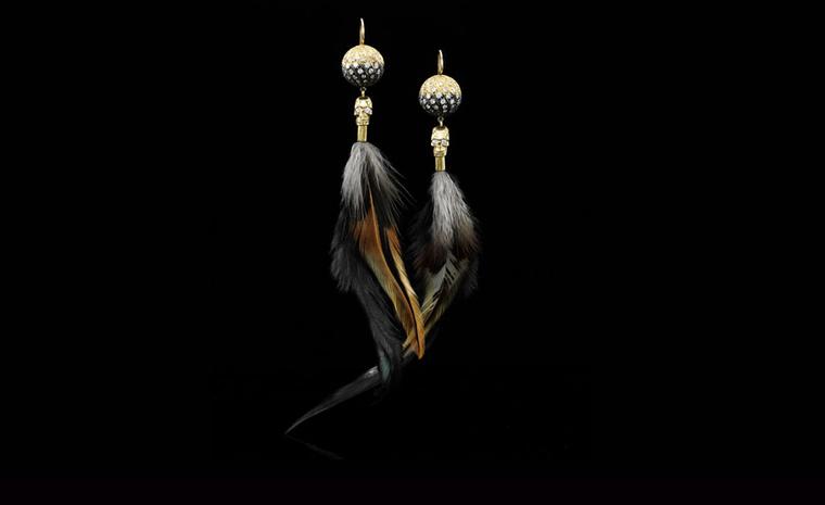 Jessica McCormack, ‘Sloth’ diamond and yellow gold pendant earrings, from the XIV collection.Total diamond weight 3.79 carats. £23,000