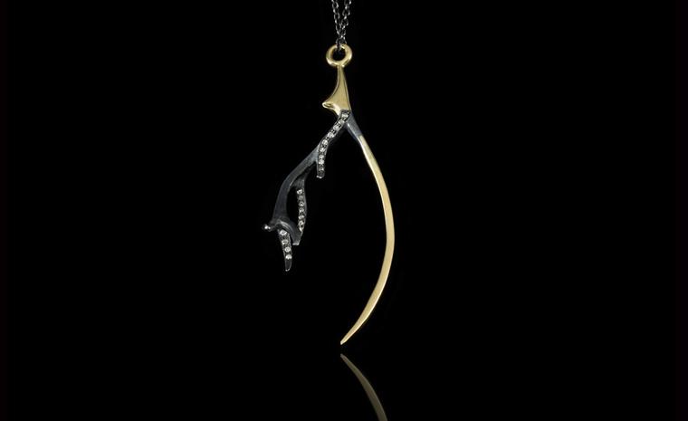 Jessica McCormack, 'Greed' diamond, 18k yellow gold and silver pendant, from the XIV collection. £2,500