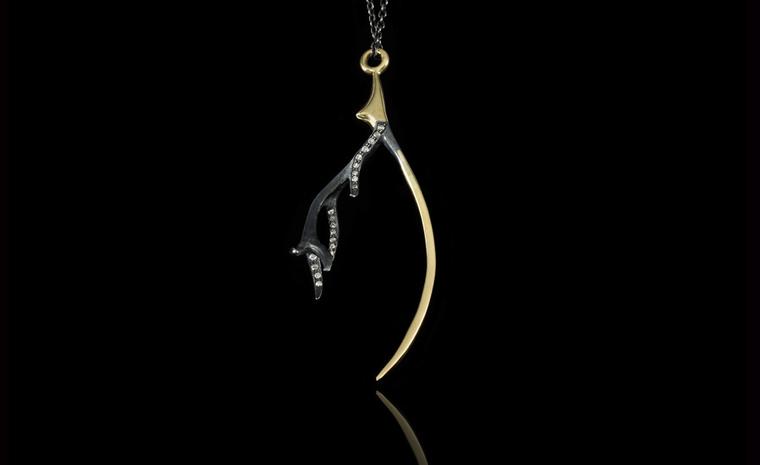 Jessica McCormack, 'Greed' diamond, 18k yellow gold and silver pendant, from the XIV collection. £2,500