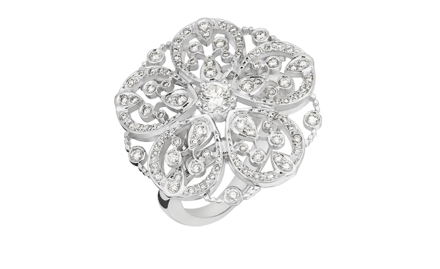 Chanel Pearl Diamond White Gold Cocktail Ring