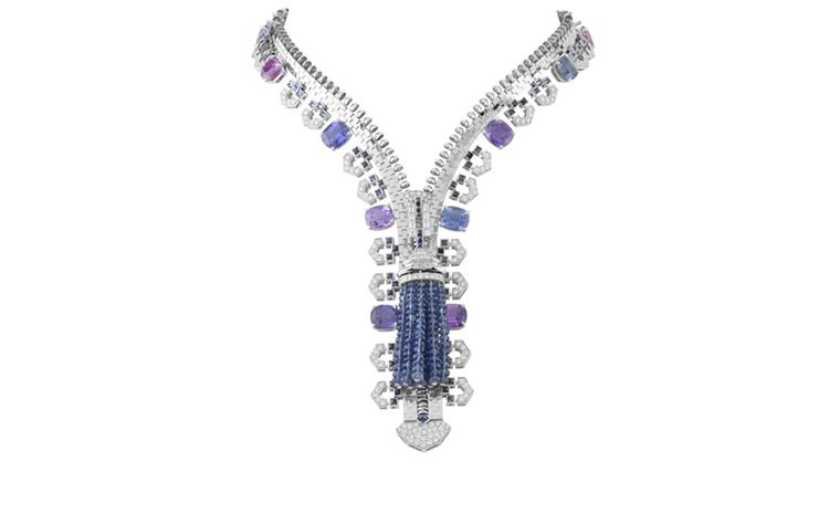 Van Cleef & Arpels Zip necklace in white gold set with diamonds, cushion-cut multicoloured sapphires and sapphires. POA