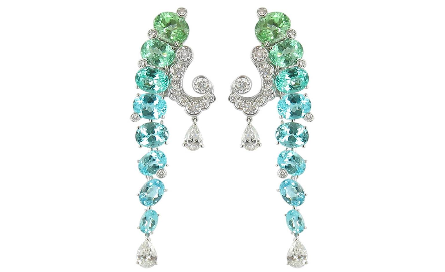 Van Cleef & Arpels Evenor earrings worn by Miranda Richardson at the BAFTAs 2011